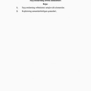 Sayyoralarning orbita elementlari