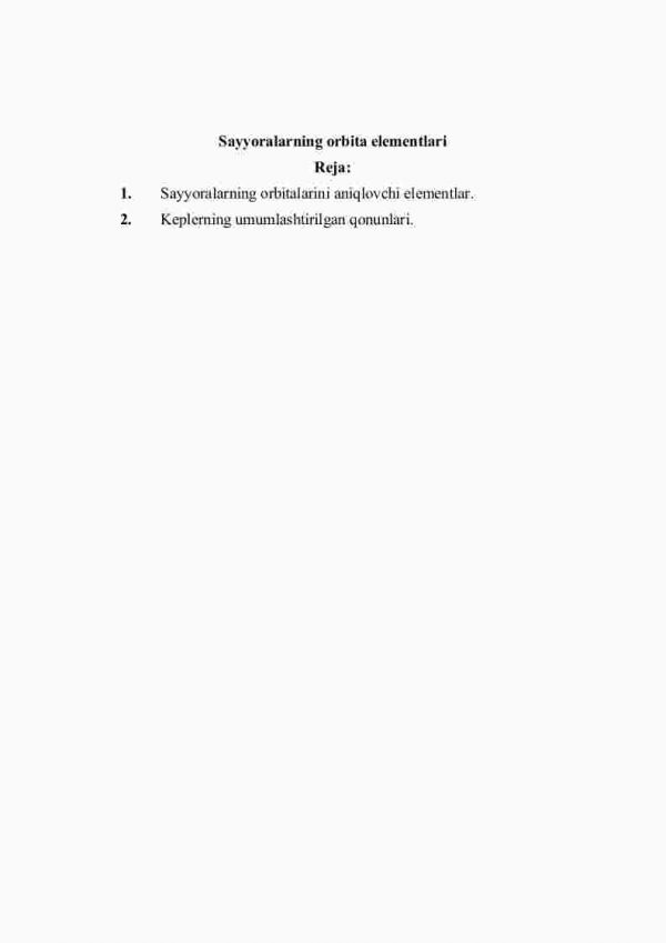 Sayyoralarning orbita elementlari