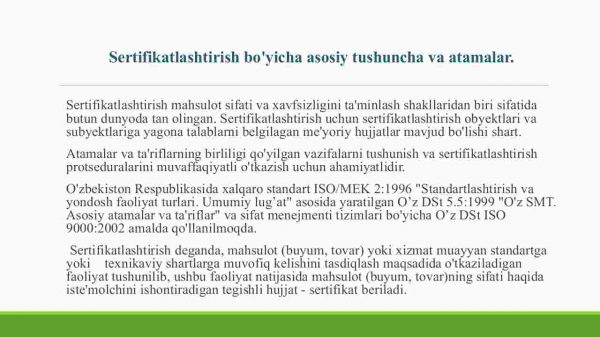 Sertifikatlashtirish bo'yicha asosiy tushunchalar va sertifikatlashtrishning huquqiy asoslari ​ - Image 3