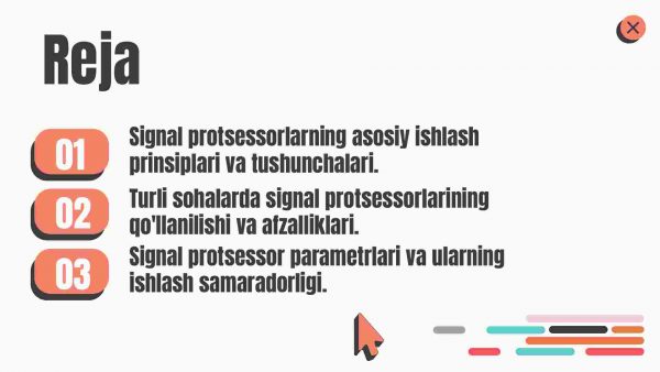 Signal protsessorlarni (SP) ishlatish sohalari va u yerdagi vazifalari, parametrlari​ - Image 2