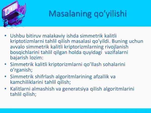 Simmetrik kalitli kriptotizimlarning rivojlanishi, afzalliklari va kamchiliklarini tahlil qilish - Image 3