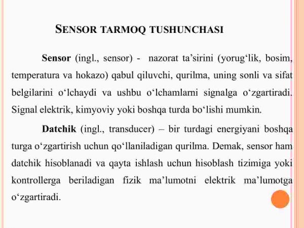Simsiz sensor tarmoqlari. Simsiz sensor tarmoqlari, xizmatlari va qo'llanilish soxalari.​  Sensor tarmoqlarida ma'lumotlarini marshrutlash protokollariv va MAC address tushunchasi - Image 3
