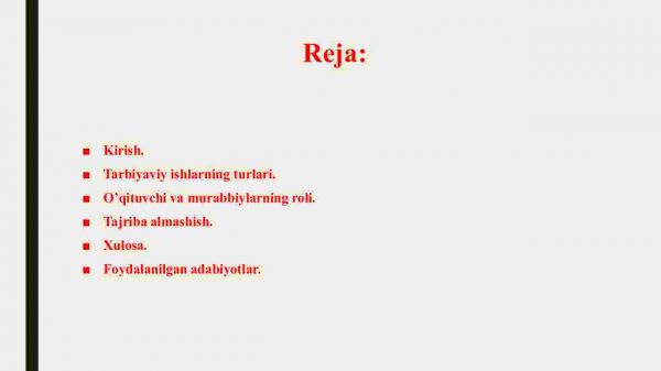 Sinfdan va maktabdan tashqari tarbiyaviy ishlarning samaradorligini oshirish usullari haqida ma'lumot berish - Image 2