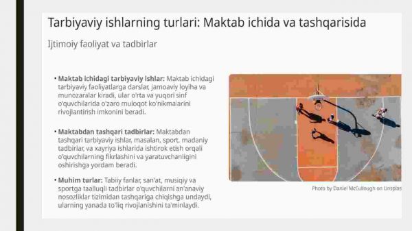 Sinfdan va maktabdan tashqari tarbiyaviy ishlarning samaradorligini oshirish usullari haqida ma'lumot berish - Image 4