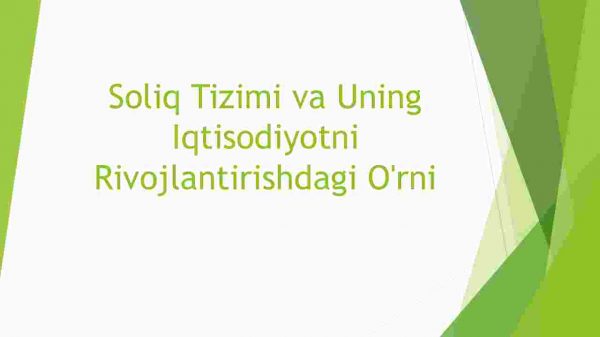 Soliq tizimi va uning iqtisodiyotni rivojlantirishdagi o'rni