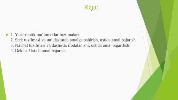 Stek, navbat va dek. Stek, navbat va deklarni chiziqli bog'langan ro'yhat yordamida tasvirlash va ular ustida amal bajarish algoritmlari - Image 2
