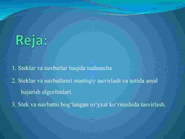 Stek. Stekni massiv yordamida tasvirlash va ular ustida amal bajarish algoritmlari - Image 2