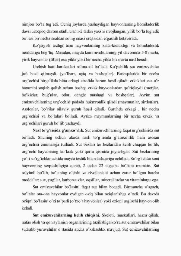Sut emizuvchilarning ko'payishi, rivojlanishi va kеlib chiqishi - Image 3