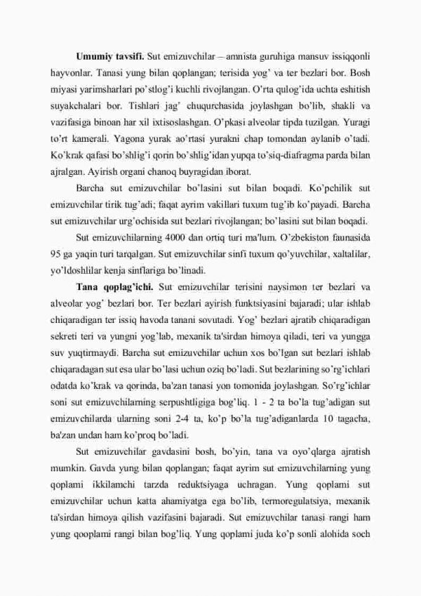 Sut emizuvchilarning tashqi tuzilishi, skеlеti, muskullari, nеrv sistеmasi - Image 2