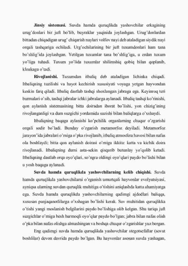 Suvda hamda quruqlikda yashovchilarning ko’payishi, rivojlanishi va xilma-xilligi - Image 2