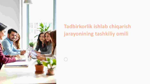 Tadbirkorlik ishlab chiqarish jarayonining tashkiliy omili