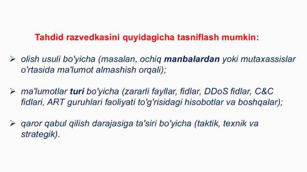 Tahdid razvedkasi turlari va manbalari - Image 3