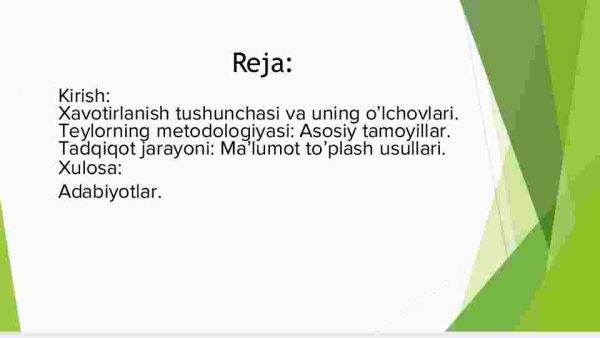 Teylorning xavotirlanish darajasini o’rganish metodikasi - Image 2