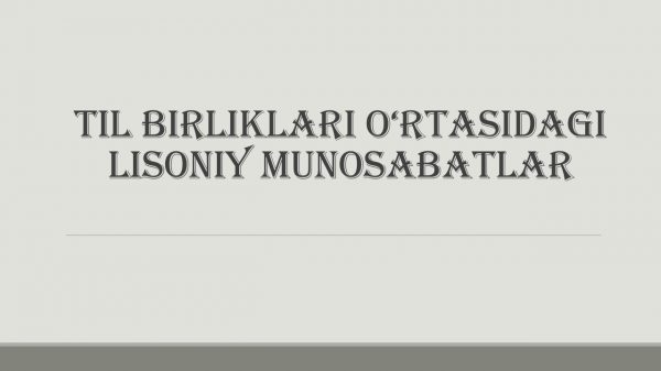 Til birliklari o‘rtasidagi lisoniy munosabatlar​