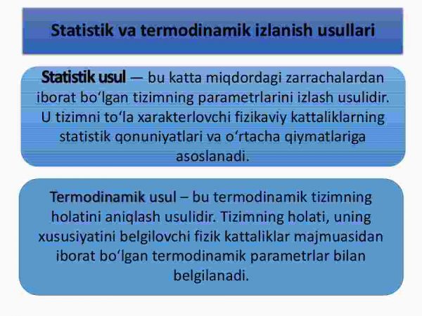 Tizimning mikroskopik xususiyatlarini o’rganishda statistic va termodinamik usullari. Ideal gaz qonunlari. Ideal gazning holat tenglamasi. Molekulyar kinetik nazariyaning asosiy tenglamasi - Image 4