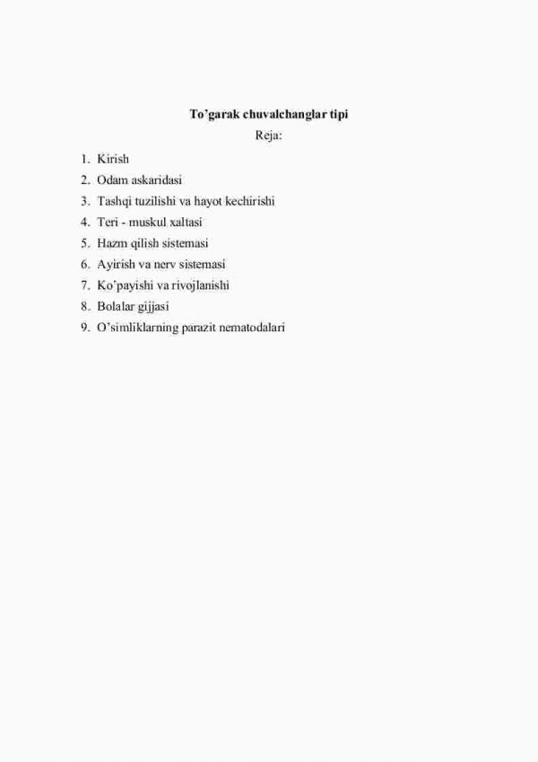 To'garak chuvalchanglar tipi