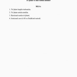 To'plаm vа ulаr ustidа аmаllаr