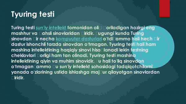 Tyuring testi va intelektual agent - Image 4