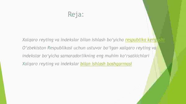 O'zbekiston Respublikasining xalqaro reyting va indekslardagi o'rni va nufuzini ortib borishi - Image 2