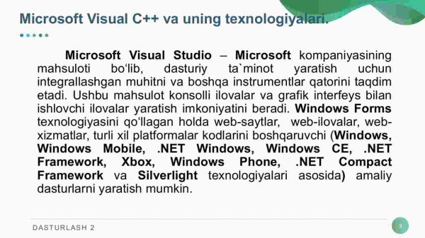 Visual C++ muhitida dasturlash. Visual C++ muhitida mеnyular va uskunalar panеli - Image 3