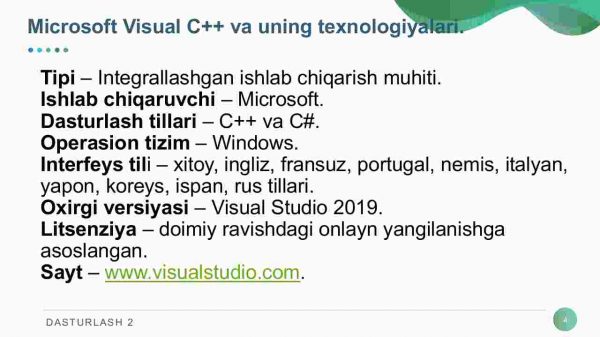 Visual C++ muhitida dasturlash. Visual C++ muhitida mеnyular va uskunalar panеli - Image 4
