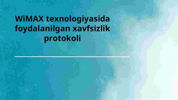 WiMAX texnologiyasida foydalanilgan xavfsizlik protokoli