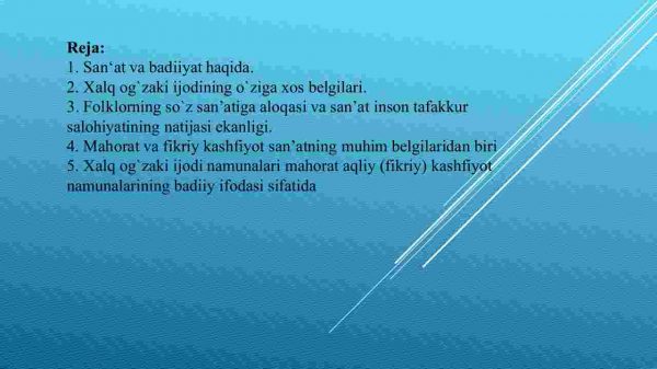 Xalq og'zaki ijodi so'z san'ati sifatida. Xalq og'zaki ijodining​ o'ziga xos xususiyatlari - Image 2