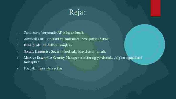 Xavfsizlik ma'lumotlari va hodisalarni boshqarish (SIEM). IBM Qradar tahdidlarni aniqlash. McAfee Enterprise Security Manager monitoring yordamida yolg'on signalllarni fosh qilish - Image 2