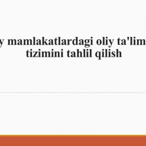 Xorijiy mamlakatlardagi oliy ta'lim kredit tizimini tahlil qilish