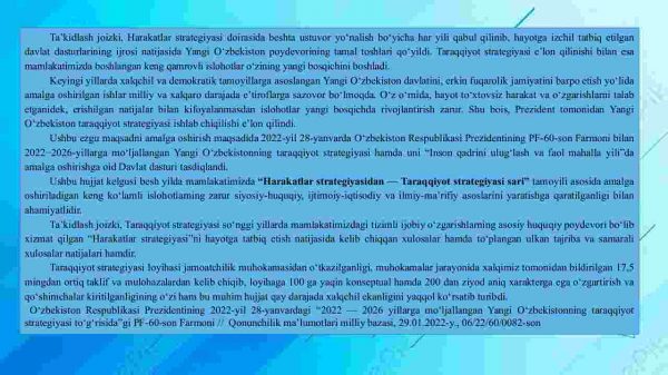 Yangi O'zbekistonning taraqqiyot strategiyasi-farovon kelajagimiz kafolati - Image 4