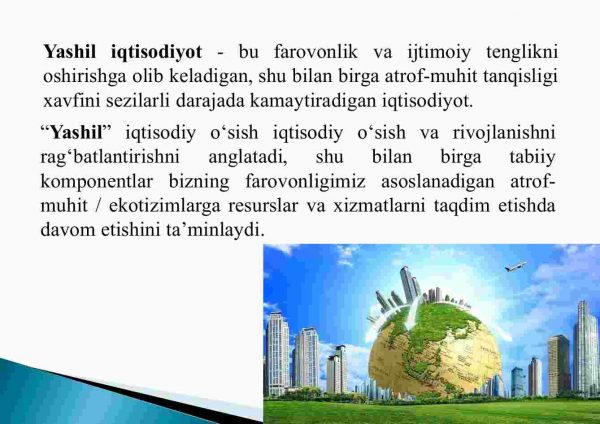Yashil iqtisodiyotga kirish: ​nazariy asoslar va tushunchalar.​ Yashil iqtisodiyotni rivojlantirish uchun mavjud shart - sharoitlar - Image 4