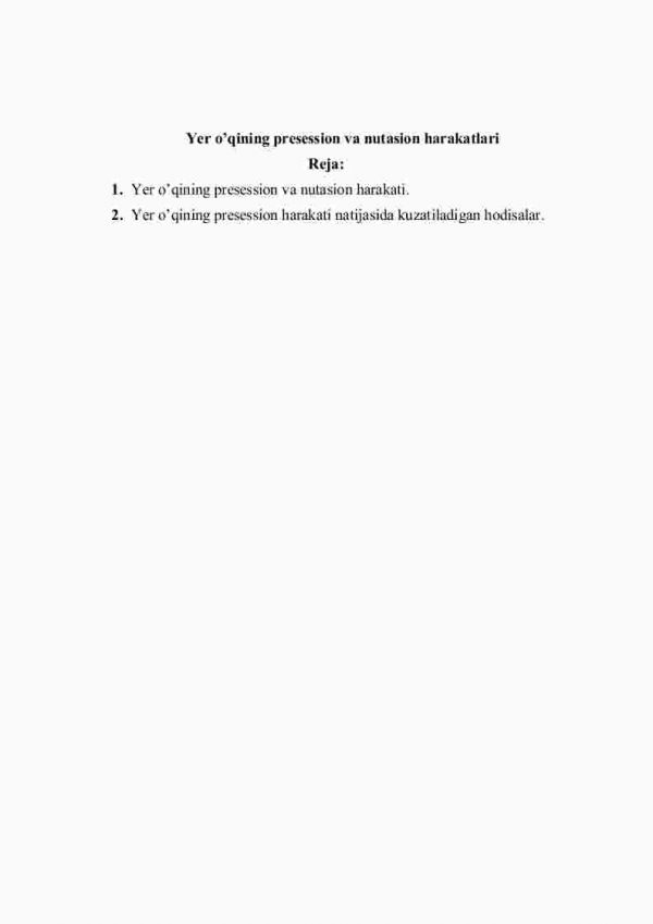 Yer o'qining presession va nutasion harakatlari