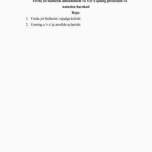 Yerda yil fasllarini almashinishi va yer o'qining presession va nutasion harakati