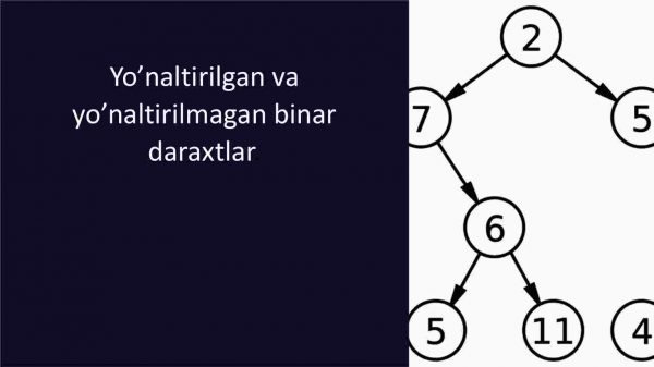 Yo’naltirilgan va yo’naltirilmagan binar daraxtlar