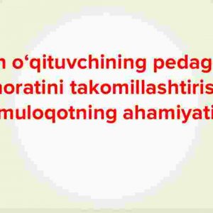 Yosh o‘qituvchining pedagogik mahoratini takomillashtirishda muloqotning ahamiyati