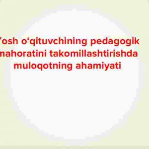 Yosh o‘qituvchining pedagogik mahoratini takomillashtirishda muloqotning ahamiyati