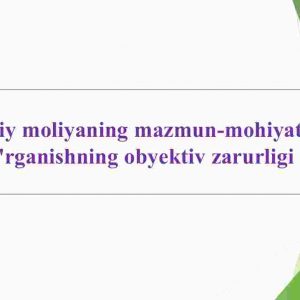 Zamonaviy moliyaning mazmun-mohiyati va uni o'rganishning obyektiv zarurligi