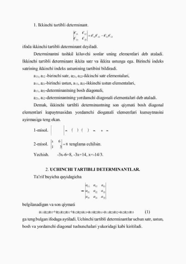Ikkinchi vа uchinchi tаrtibli dеtеrmеnаntlаr vа ulаrning хоssаlаri - Image 2