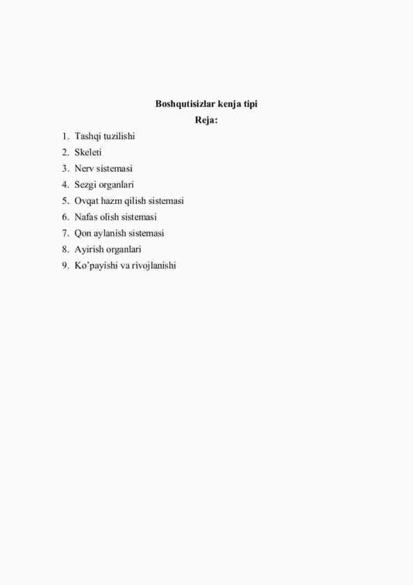 Boshqutisizlar kеnja tipi