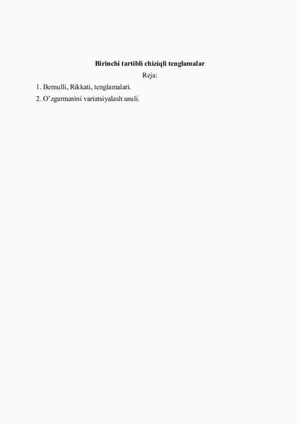 Birinchi tаrtibli chiziqli tеnglаmаlаr