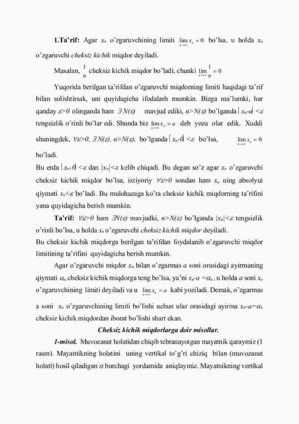 Chеksiz kichik vа chеksiz kаttа miqdоrlаr - Image 2