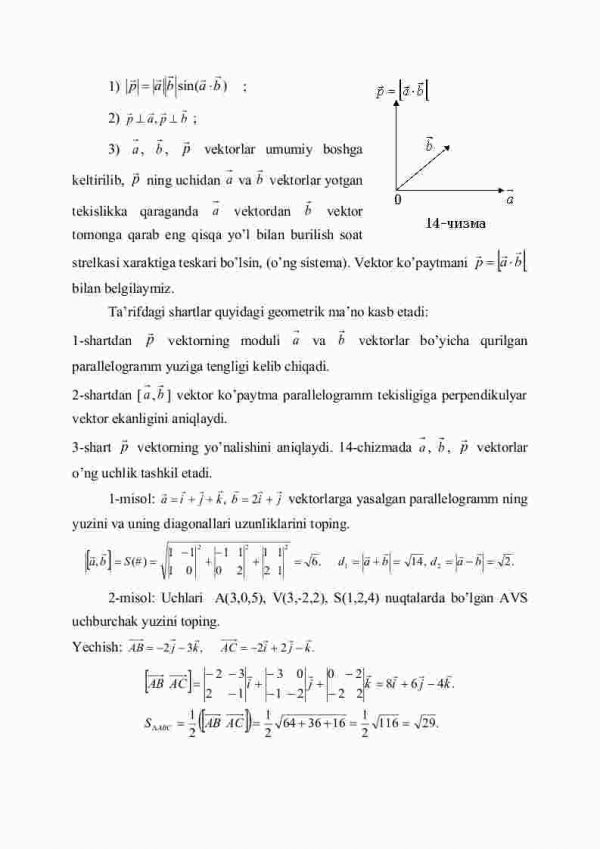 Ikki vеktоrning vеktоr ko'pаytmаsi vа uning  хоssаlаri - Image 3