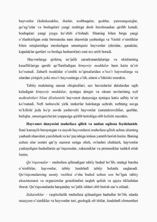 Оdаm fаоliyatining hаyvоnlаrgа tа’siri. Hаyvоnоt dunyosini muhоfаzа qilish vа undаn оqilоnа fоydаlаnish - Image 3