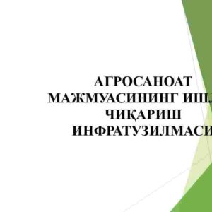 Agrosanoat majmuasining ishlab chiqarish infratuzilmasi