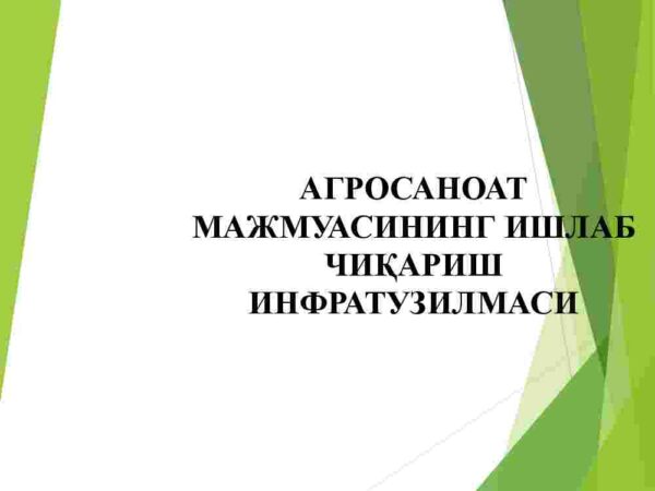 Agrosanoat majmuasining ishlab chiqarish infratuzilmasi