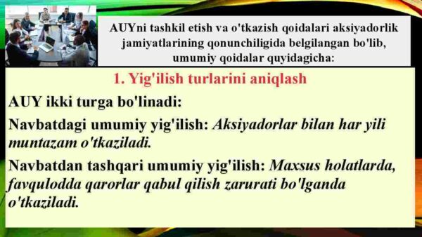 Aksiyadorlar umumiy yig'ilishini tashkil etish, o'tkazish va rasmiylashtirish - Image 4