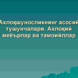 Axloqshunoslikning asosiy tushunchalari. Axloqiy me'yorlar va tamoyillar