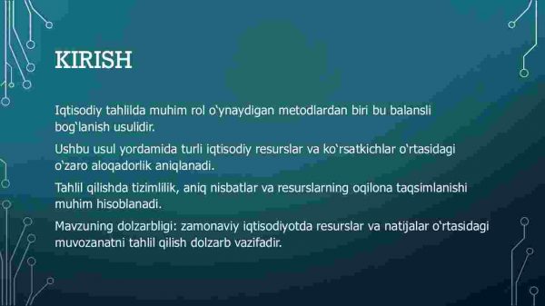 Balansli bog'lanish usuli va uning tahlilda qo'llanilishi - Image 2