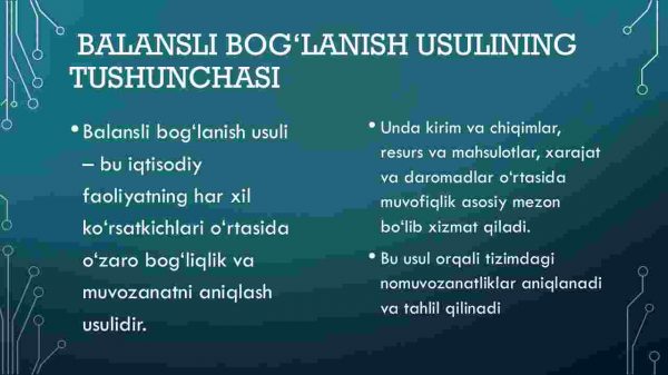 Balansli bog'lanish usuli va uning tahlilda qo'llanilishi - Image 3