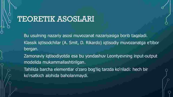 Balansli bog'lanish usuli va uning tahlilda qo'llanilishi - Image 4